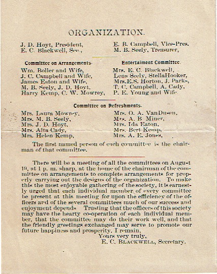 1899 Campbell Reunion Invitation, p2 - Program